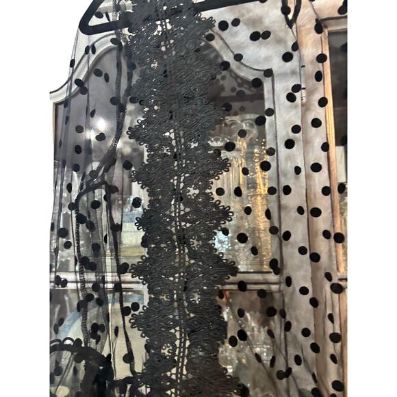 Touch Me Brand Black Sheer Lace Mesh Top Women's M-Swiss Dot Romantic whimsygoth - Picture 6 of 10